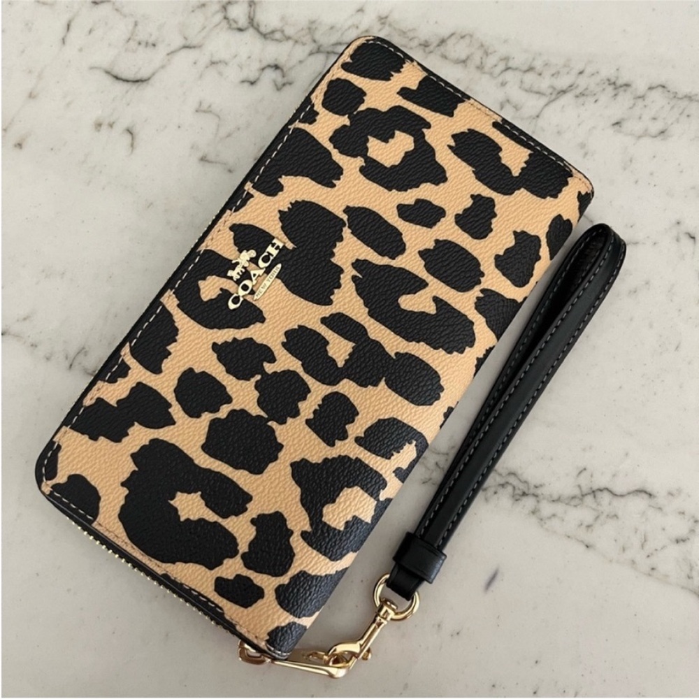 Coach Leopard Print Wristlet Wallet